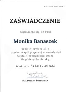 zaświadczenie psychoterapia grupowa